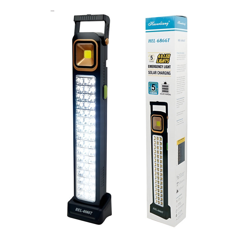 Lampara Solar Foco Luz Emergencia Recargable 48 Led Color Ne Negro
