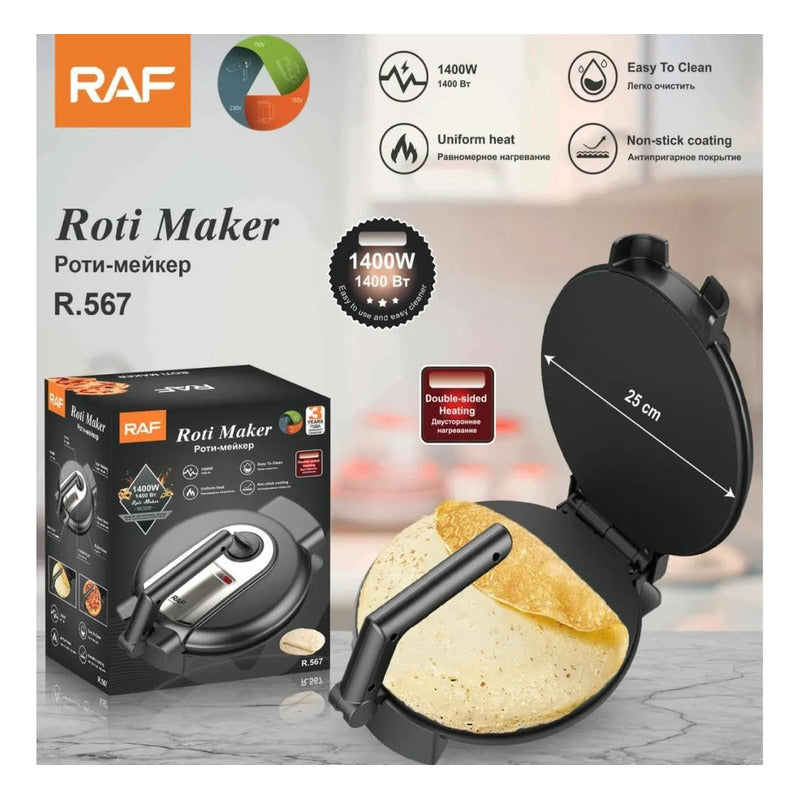 Máquina Para Hacer Panqueques Crepas Tortillas Raf R.567 Negro