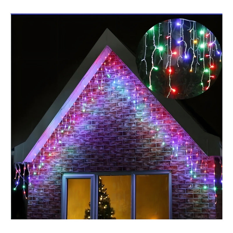 Luces Cascada Navideñas Guirnalda Led Luz Solar 3mt 144 Leds Multicolor