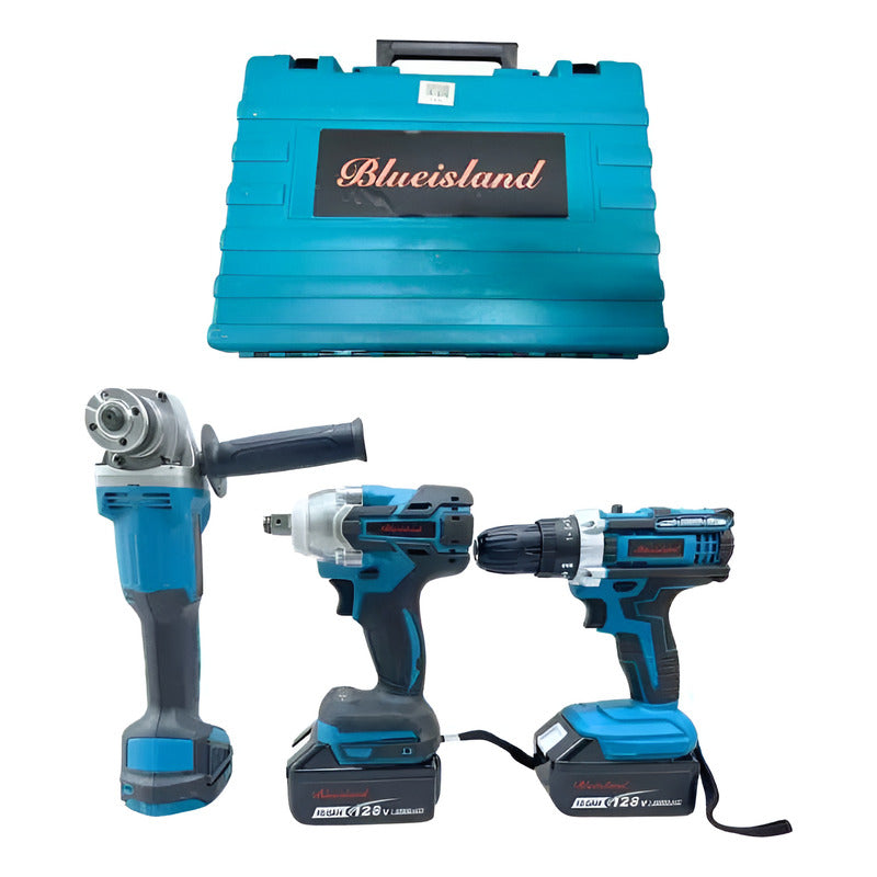 Set 3 Llave De Impacto Esmeril Taladro Percutor Inalambrico