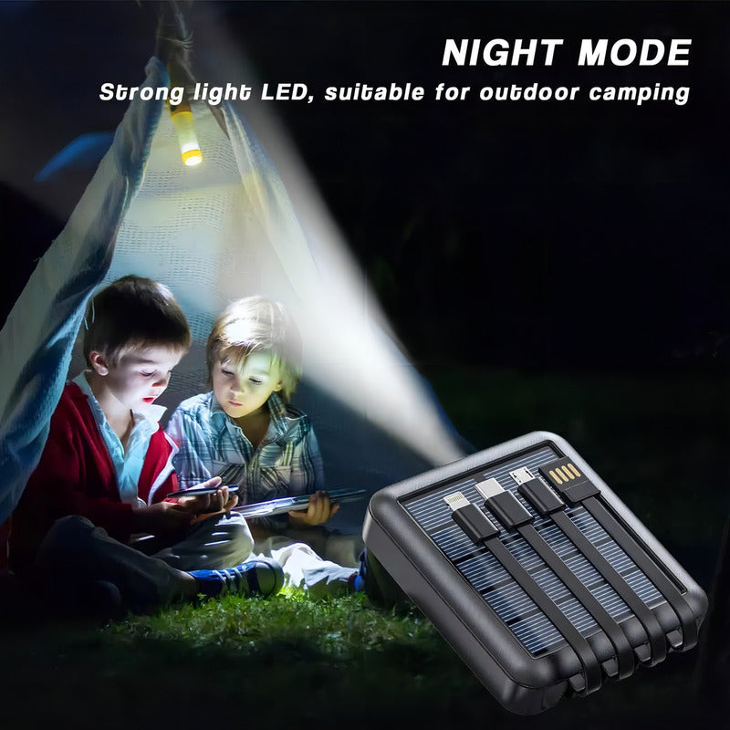 Powerbank Solar Irm 10,000mah 2 Usb Cargador Rápido 4 Conectores Led Uv 10.000ah
