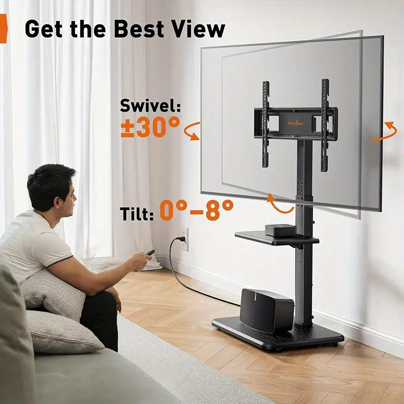 Soporte Tv Rack Con Ruedas 32 A 70 Pulgadas Base Pedestal Negro