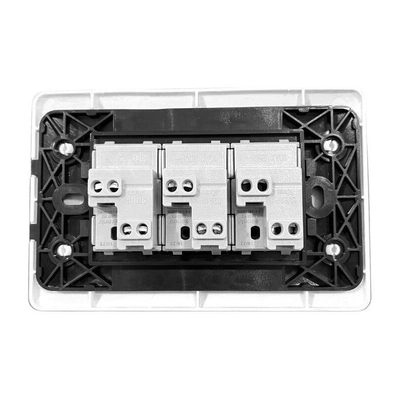 Pack X10 Interruptor Triple On/off 10a Para Hogar Y Oficina 10 A 250v Blanco