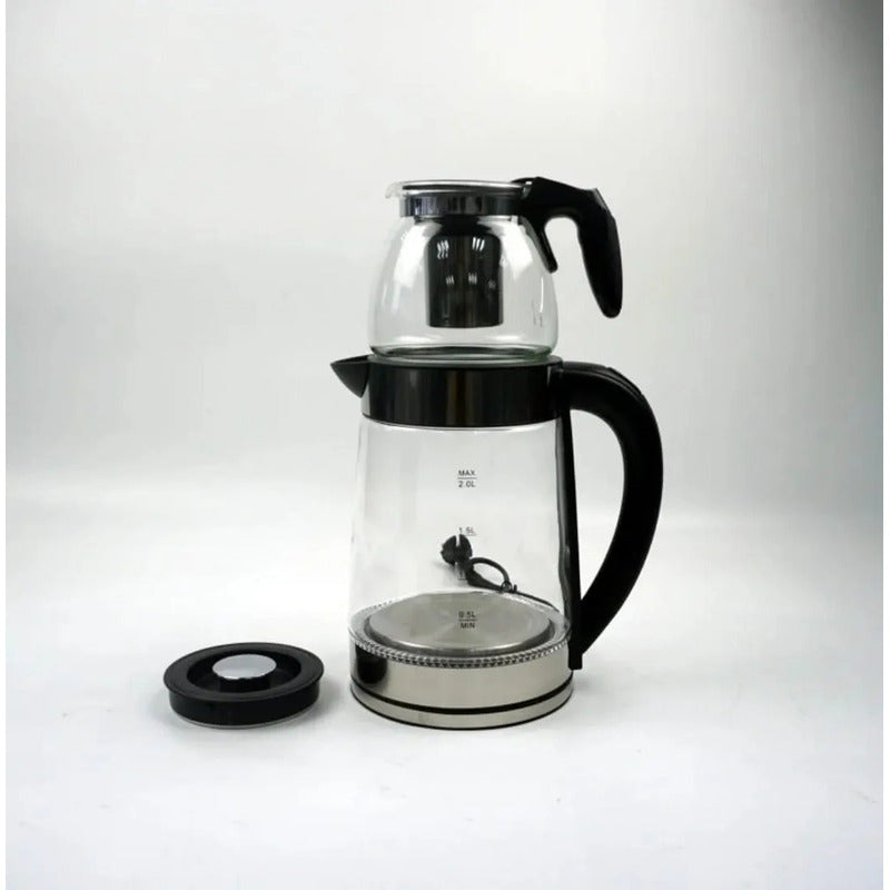 Hervidor Electrico 2l + Tetera Con Infusor 1l 1500w Negro