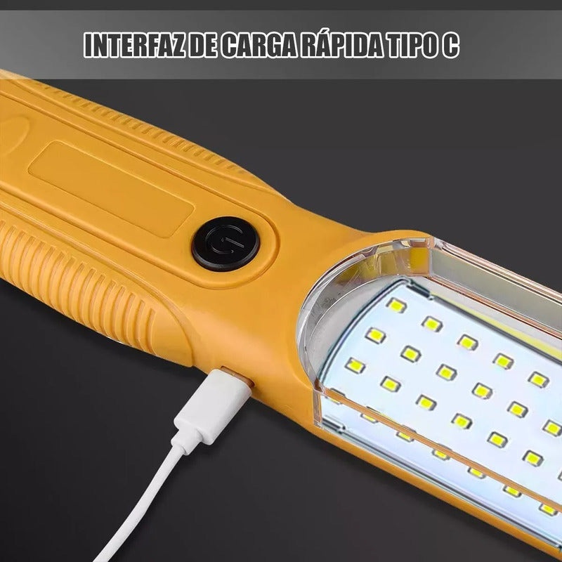 Lampara Luz Led De Trabajo Con Gancho De Colgar E Iman Amarillo