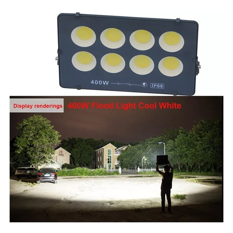 Foco 400w Resististe A La Lluvia Led Blanco Frio Con Soporte Blanco Frío