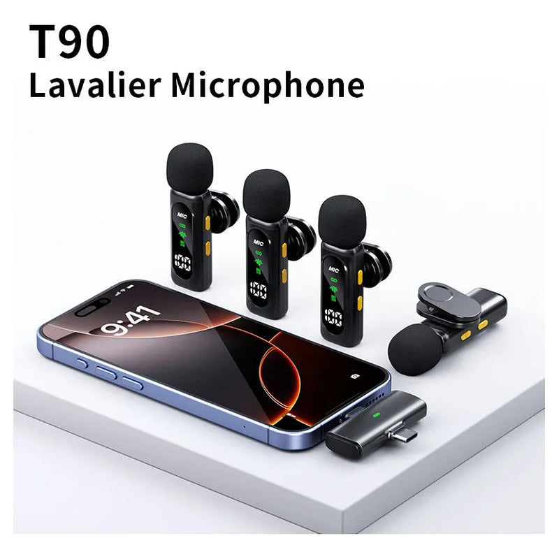 Pack X4 Microfonos De Contenido Bluetooth Lavalier Inalámbri Negro