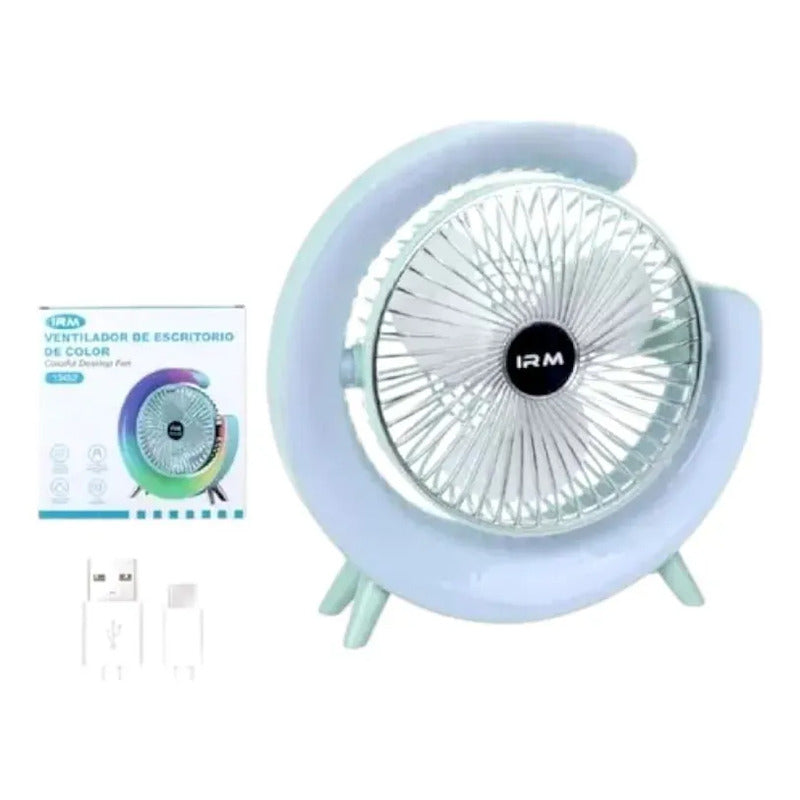 Ventilador De Mesa Con Lámpara Luz Led 2 En 1 Recargable Usb 16.5 Cm 50 Hz/ 60 Hz Blanco Plástico 3