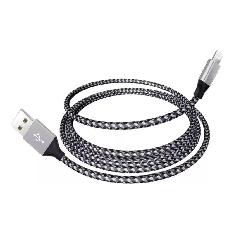 Cable De 3mts De Largo Modelo Usb C Reforzado Carga Rapida Negro