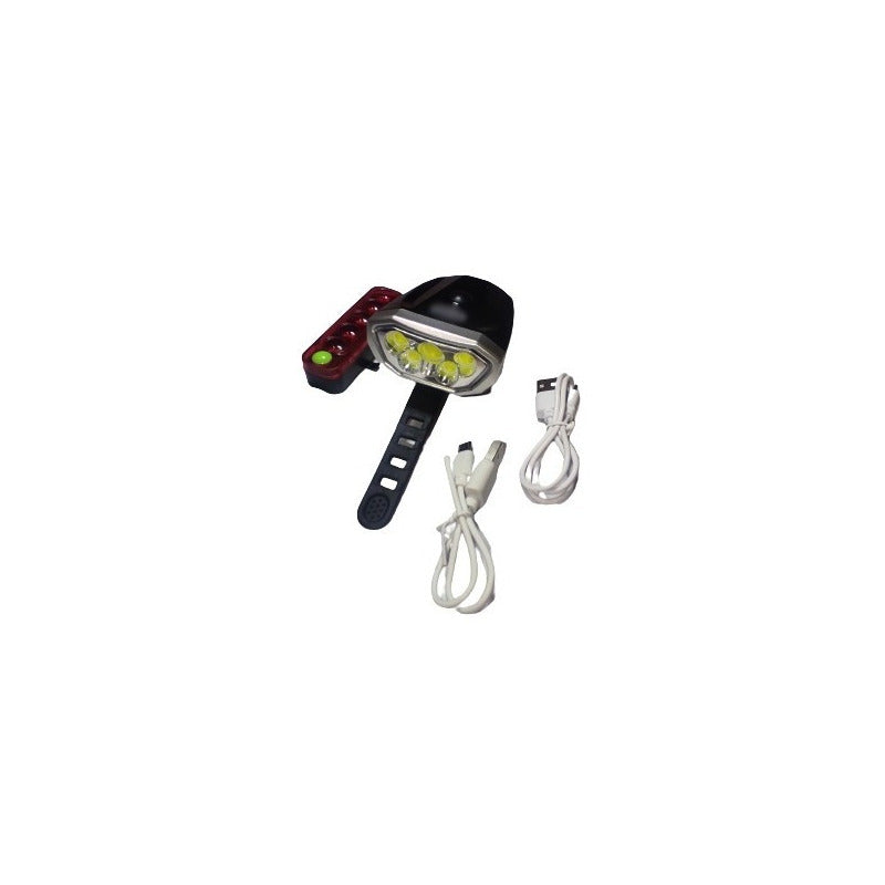 Luces Bicicleta Led Delantera Y Trasera Recargable Usb Negro