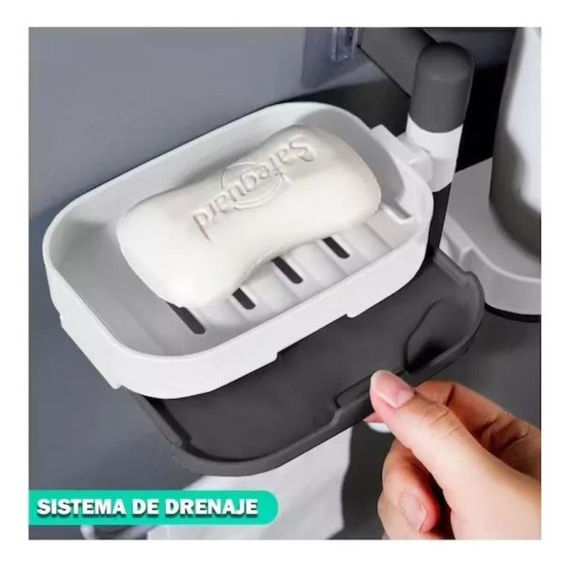 Jabonera Organizador De Ducha Toallas Giratoria Baño Repisa Gris