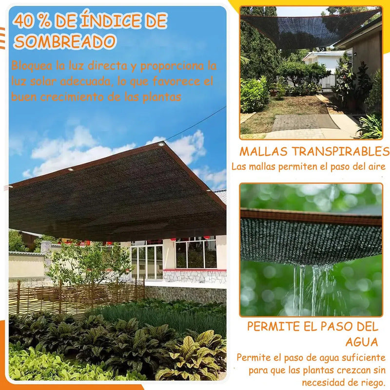 Toldo Vela Rectangular Malla  Beige Sombra Techo Patio Negra 3x4