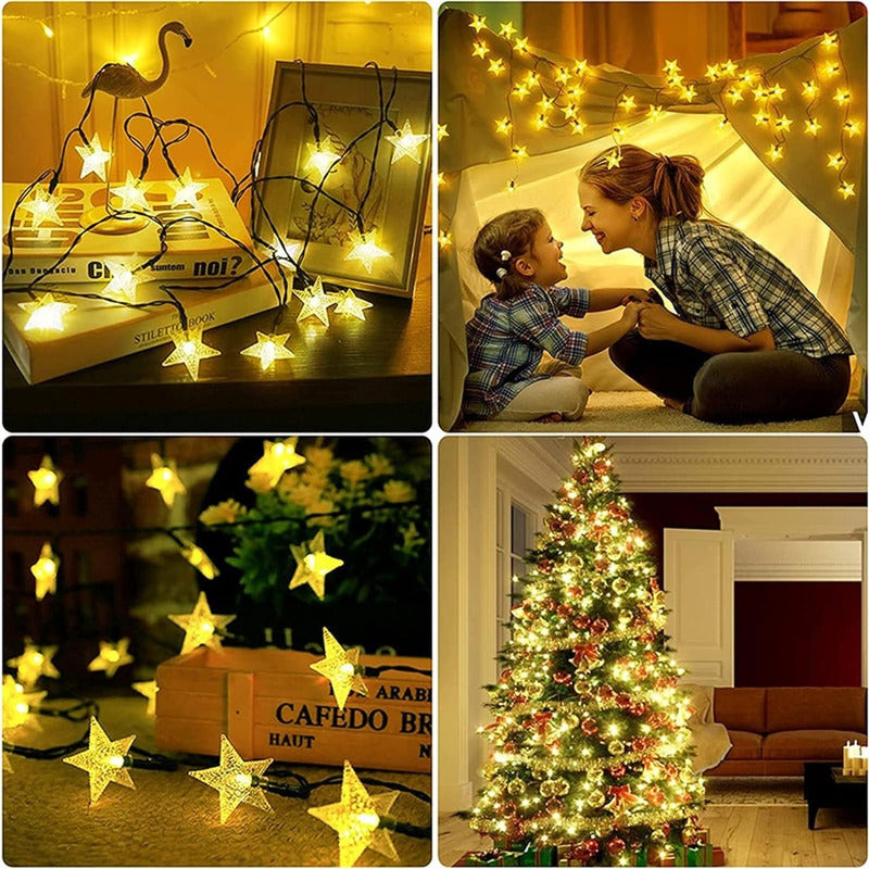 Estrellas Luces Led Solar Navidad Guirnalda Cinta Lineal