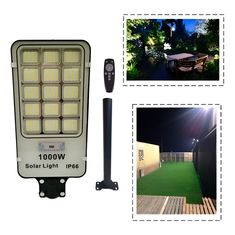 Pack X2 Foco Poste Solar 800watt Alumbrado Exterior  420 Led Negro Blanco