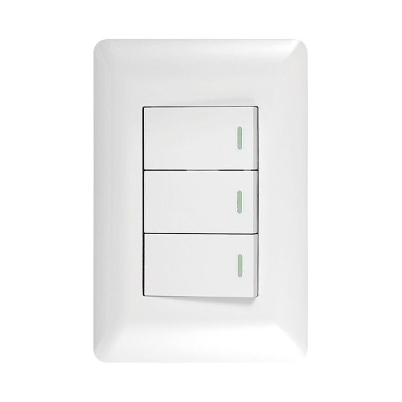 Pack X10 Interruptor Triple On/off 10a Para Hogar Y Oficina 10 A 250v Blanco