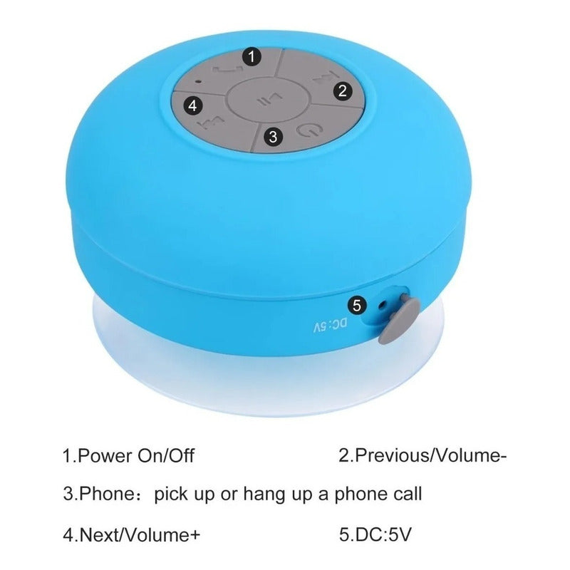 Parlante Manos Libre Ducha/ Piscina Impermeable Bluetooth Azul