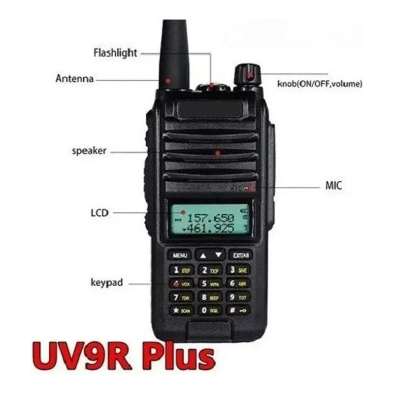 Radio Transmisor Uv-9r Plus Walkie Talkie Resistente Al Agua Negro 2