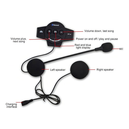 Audífonos Bluetooth Manos Libres Para Casco De Moto Color Negro