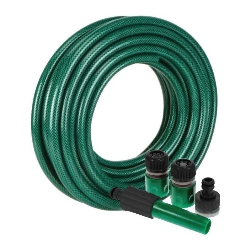 Manguera Reforzada 1/2 Pulgada 30 Mts Mas Pistola Y Acoplesm Verde
