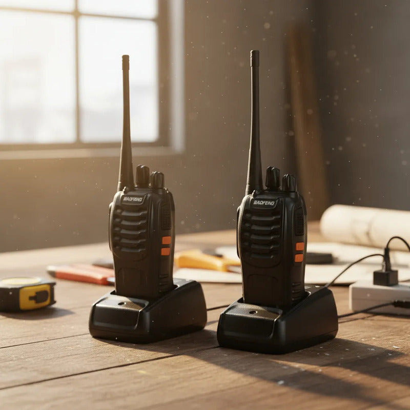 Walkie Talkie Bf-888s Negro Radio Transmisor Pack Duos Recargable Por Usb Con Linterna Led Integrada 16 Canales Uhf... 400-470 Mhz