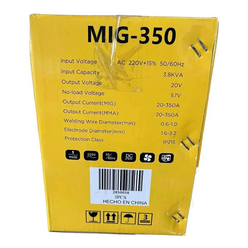 Soldadora Tasbel Profesional Y Compacta Mig - Mma -350a Amarillo
