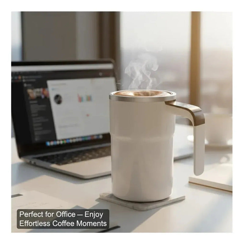 Taza Auto Agitable Mezcladora Para Café Bebidas Magnética Frio Calor Térmica Blanco