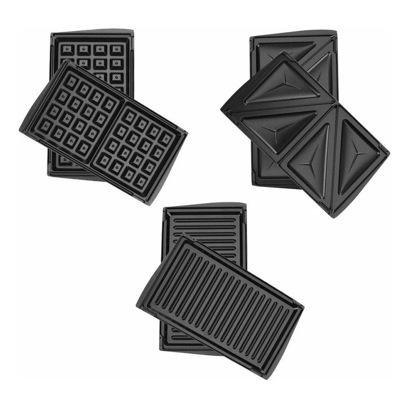 Wafflera 3 En 1 Genérica Tostador Grill De Carne Teflon Gris Oscuro