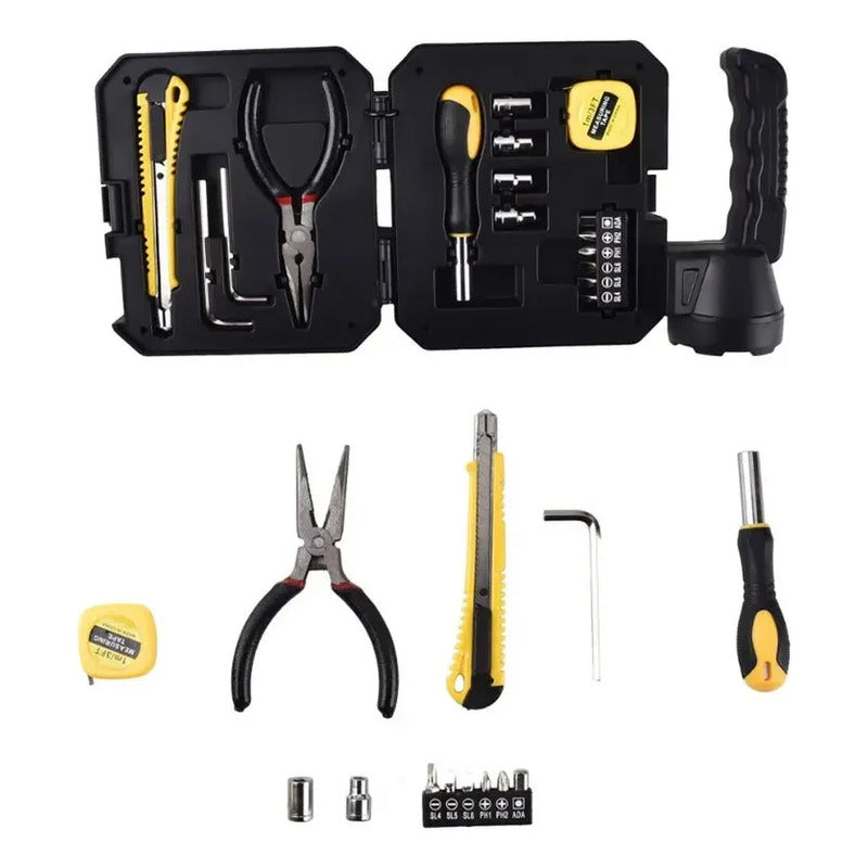 Linterna + Kit Herramientas Luz Recargable Solar Con 3 Modos Blanco Gris