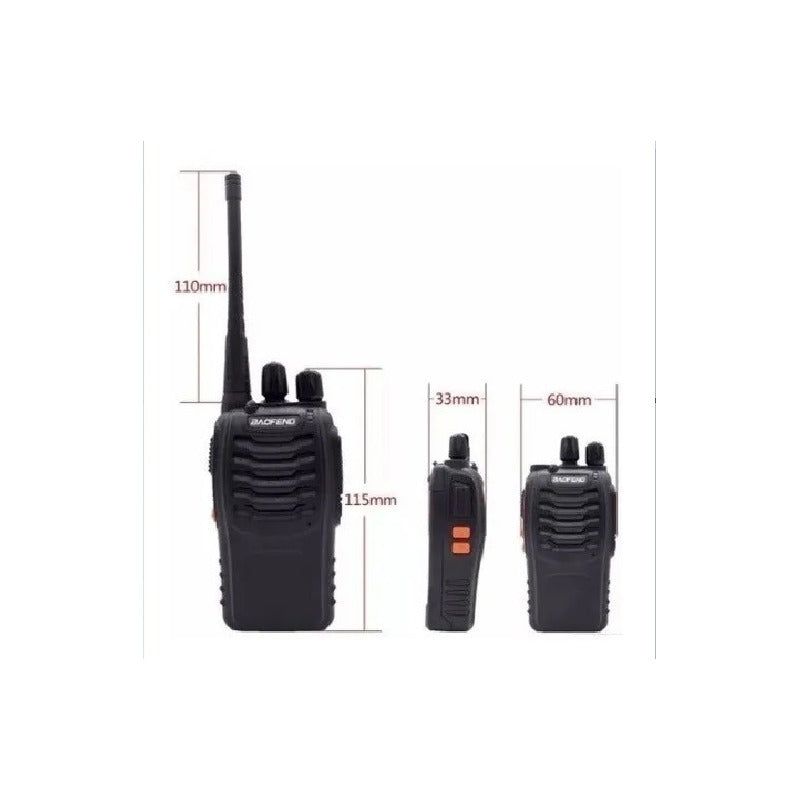 2 Radio Transmisor Walkie Talkie Bf-888s Baofeng Woki Toki Negro 400-470 Mhz