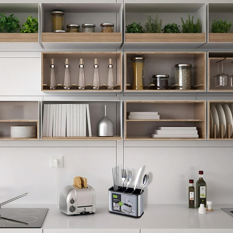 Pack Portacubiertos De Cocina Con Dispensador De Jabon Acero Unit