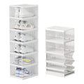 Pack X6 Caja Organizadora De Zapatos Transparente Resistente Blanco Lisa