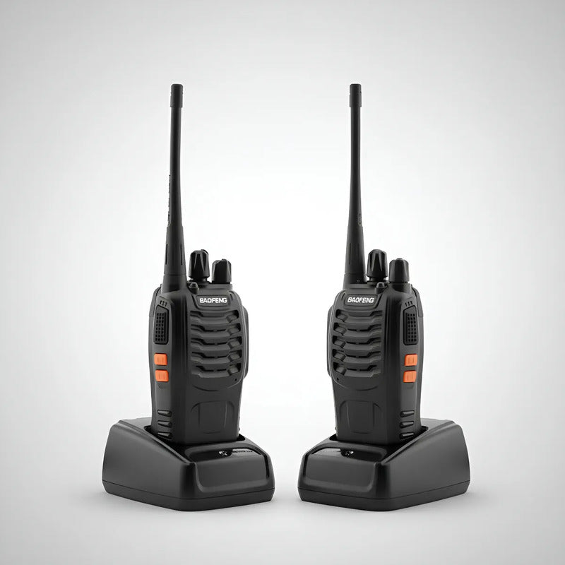 Walkie Talkie Bf-888s Negro Radio Transmisor Pack Duos Recargable Por Usb Con Linterna Led Integrada 16 Canales Uhf... 400-470 Mhz