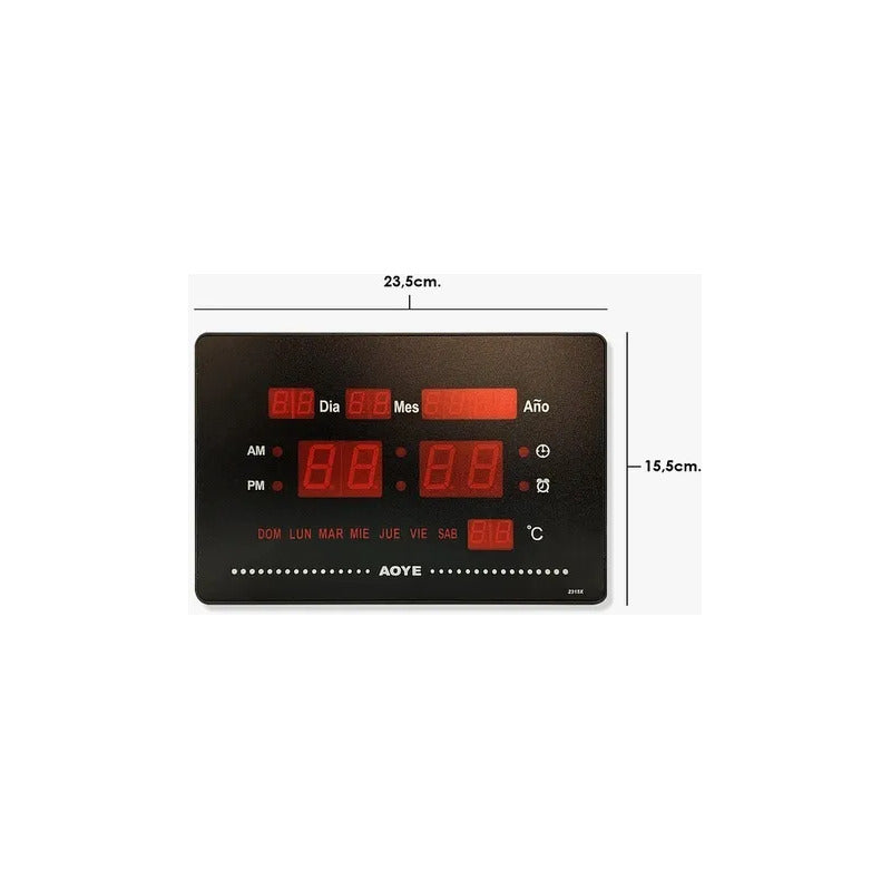 Reloj Digital Led Pared Temperatura Fecha Español Negro