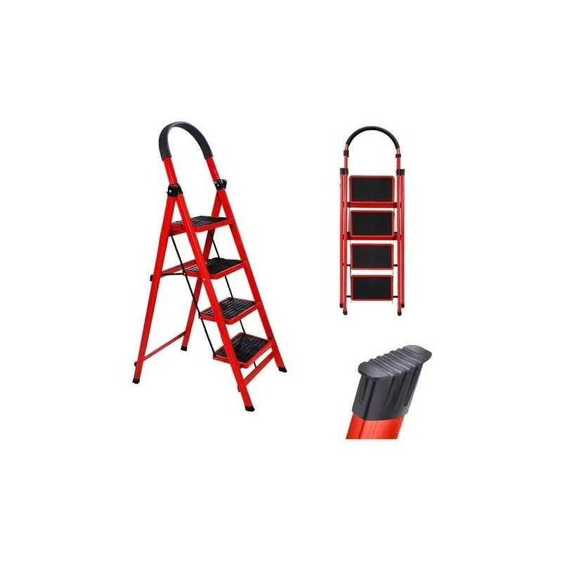 Escalera Plegable 4 Escalones Resistente Envio Gratis Rojo