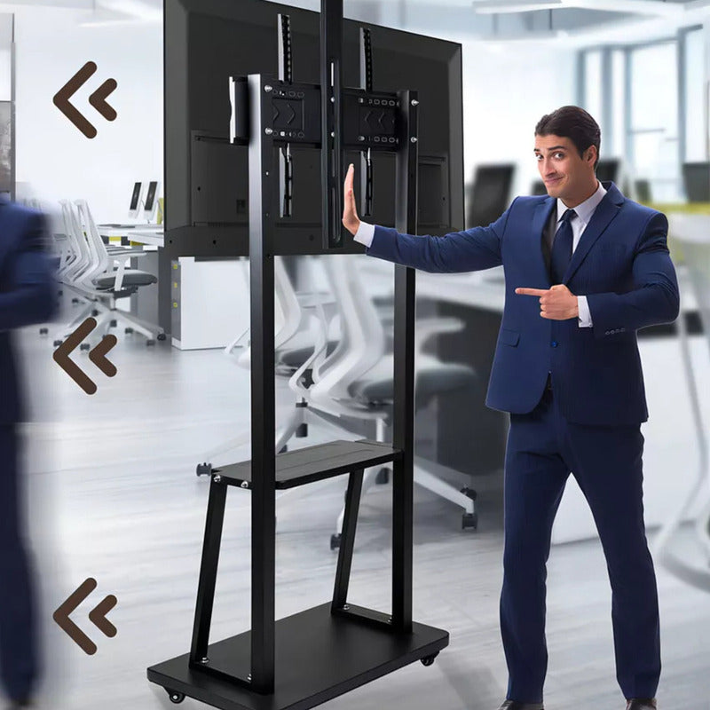 Soporte Tv Rack Movil Con Ruedas 32 A 55 Base Pedestal Stand Negro