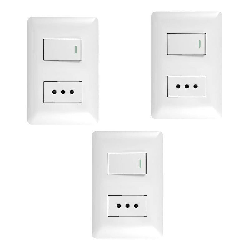 Interructor Apagador Tomacorriente 10a 250v Hogar Oficina Blanco