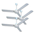 Pack X3 Ventiladores De Techo Metal 3 Aspas 142 Cm 1.42 M 50 Blanco Metálica 3