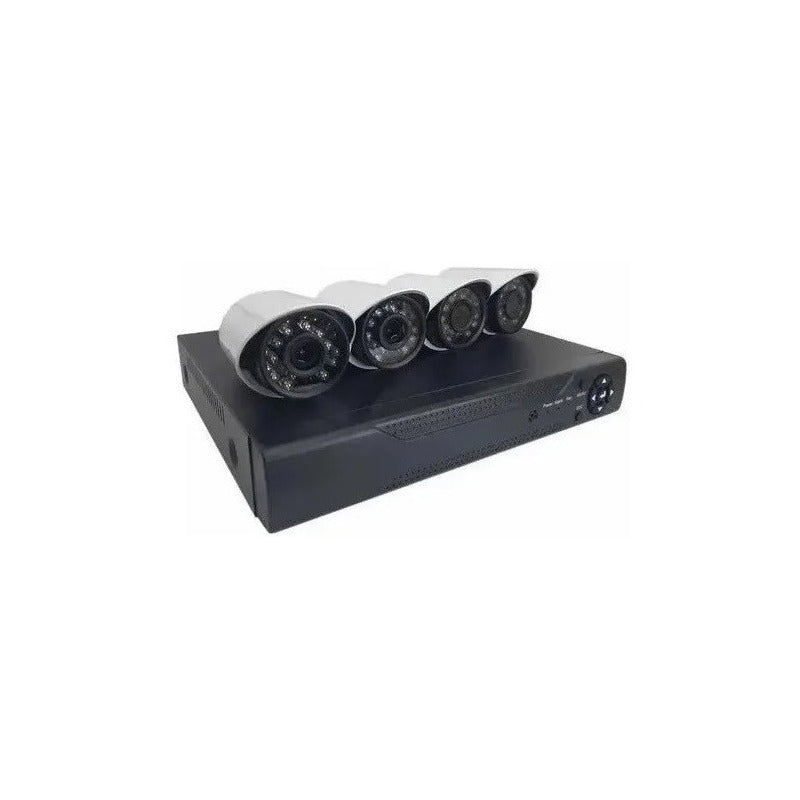 Kit Dvr Con 4 Cámaras De Seguridad Interior Y Exterior Blanco