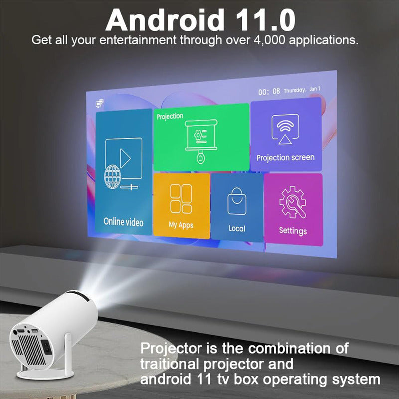 Proyector Portatil Android Homecinema 200lm Blanco 110v/220v