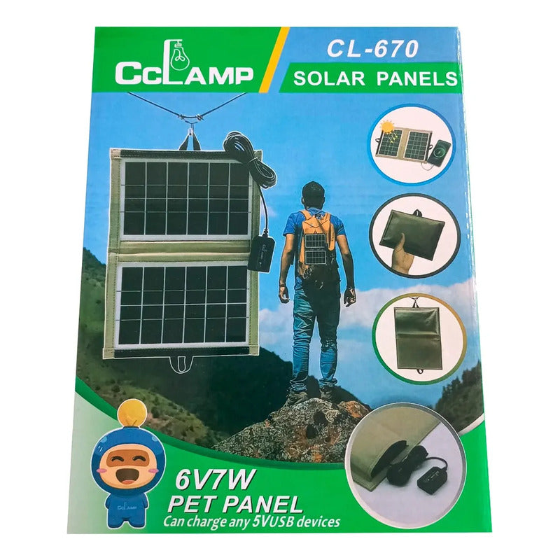 Cargador Portátil Plegable Solar 7w Con Enchufe Usb Patron Militar