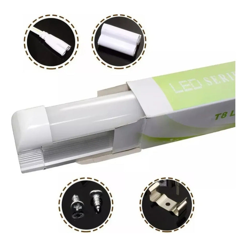 Tubo Led Con Base Canoa 18w 120cm Luz Fria Lisa Y Texturizad