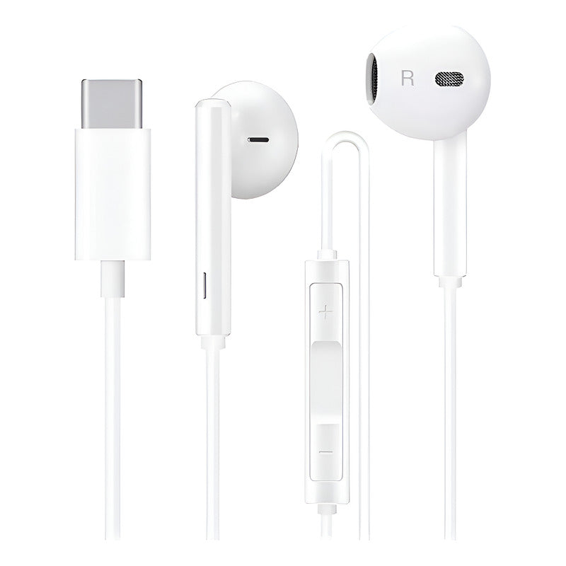 Audifonos Manos Libres Tipo C Premiun Para Celular Color Bla Blanco