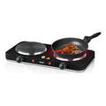 Cocina Electrica Portatil De 2 Hornillas Encimera 2000w Color Negro