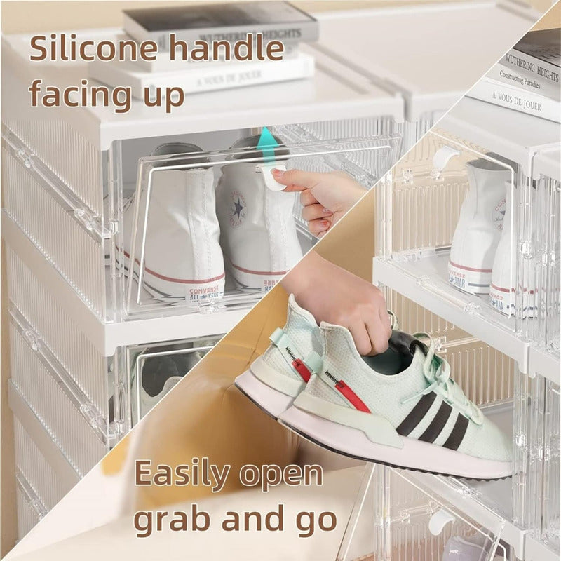 Pack X3 Caja Organizadora De Zapatos Transparente Resistente Blanco Lisa