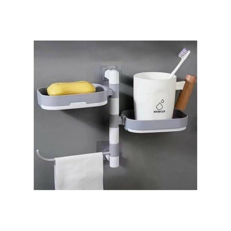 Jabonera Organizador De Ducha Toallas Giratoria Baño Repisa Gris