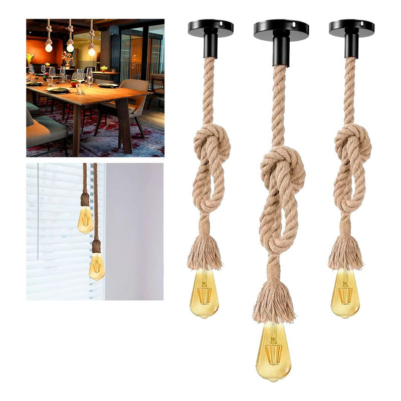 Pack X5 Soga Colgante Decorativo Vintage Retro Soquete E27 Marrón