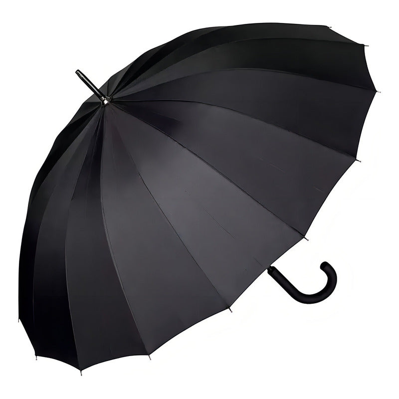 Paraguas Marin Negro 16 Varillas Clásico Curvo Protección Uv 1m Unicolor