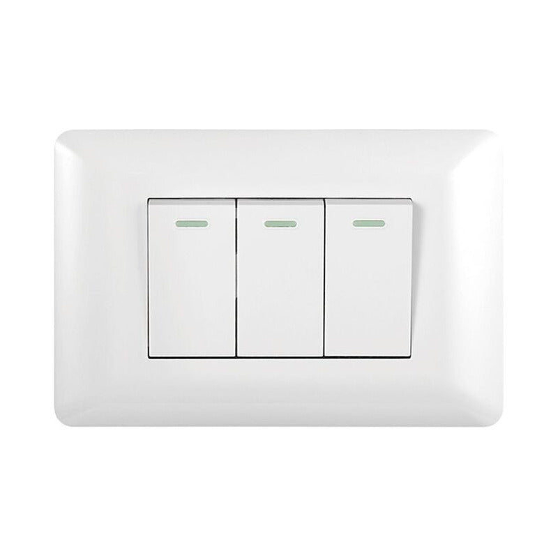 Pack X10 Interruptor Triple On/off 10a Para Hogar Y Oficina 10 A 250v Blanco