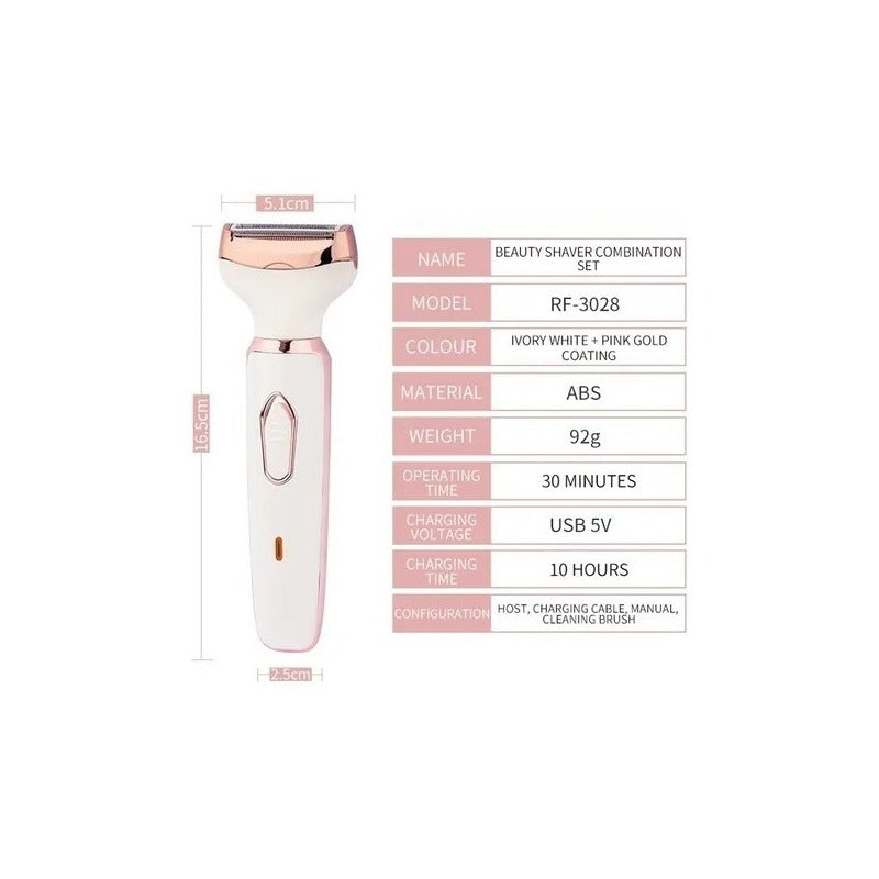 Maquina Depiladora Para Mujer 4 En 1 Recargable Nariz Cejas Blanco