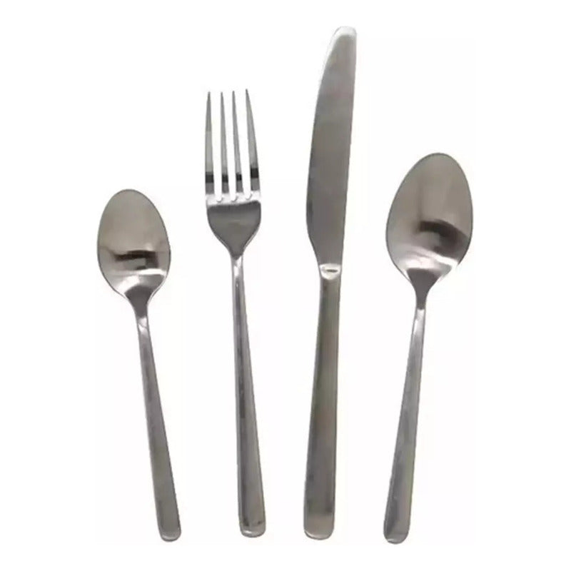 Set De Cubiertos Cucharas Cuchillos 24 Piezas Para El Hogar  Plateado